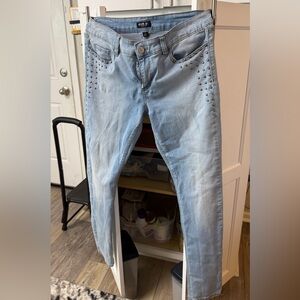 Allen B. By Allen Schwartz Light Blue Studded Skinny Jeans